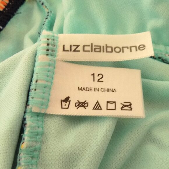 Liz Claiborne One piece Swimsuit Size 12 Paisley Print Blue Multi color - Picture 6 of 7